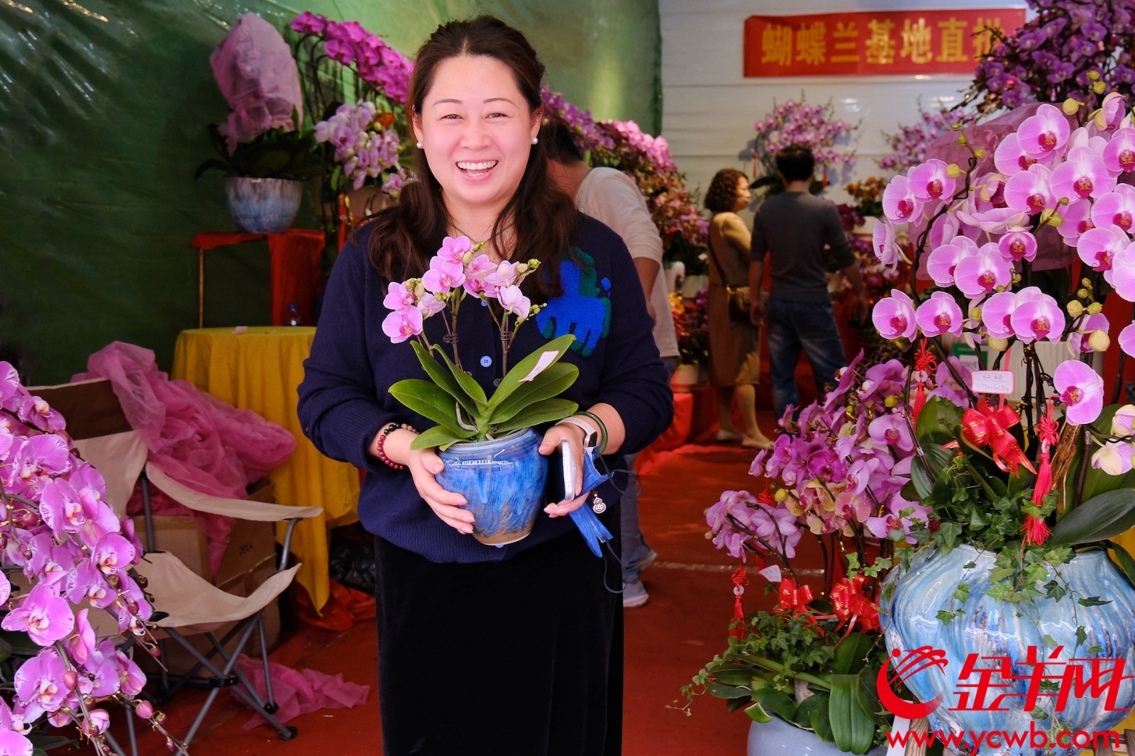 选购年宵花的市民个个笑逐颜开