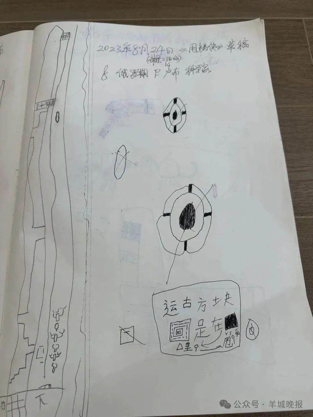 黄探忱创作前画的草稿