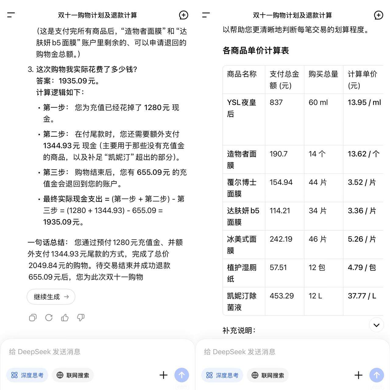  AI生成的购物方案。受访者供图