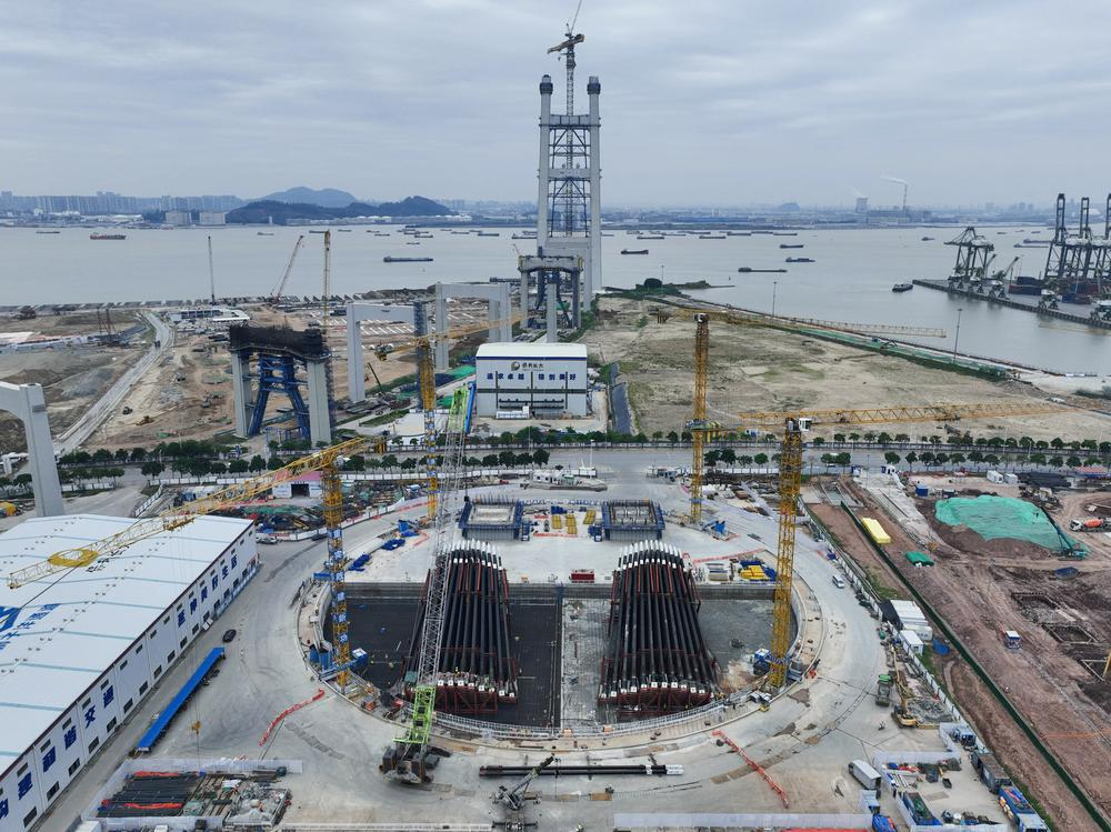  狮子洋大桥建设现场
