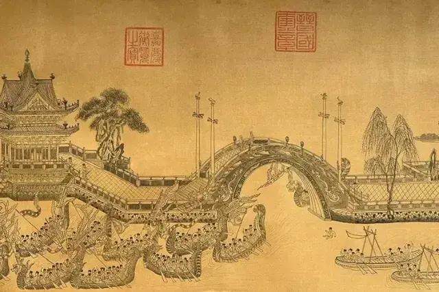  元 王振鹏 《龙池竞渡图》（局部）