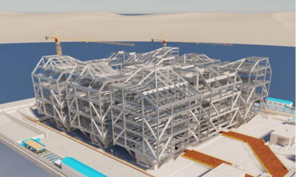 项目钢结构框架效果图 项目钢结构框架效果图