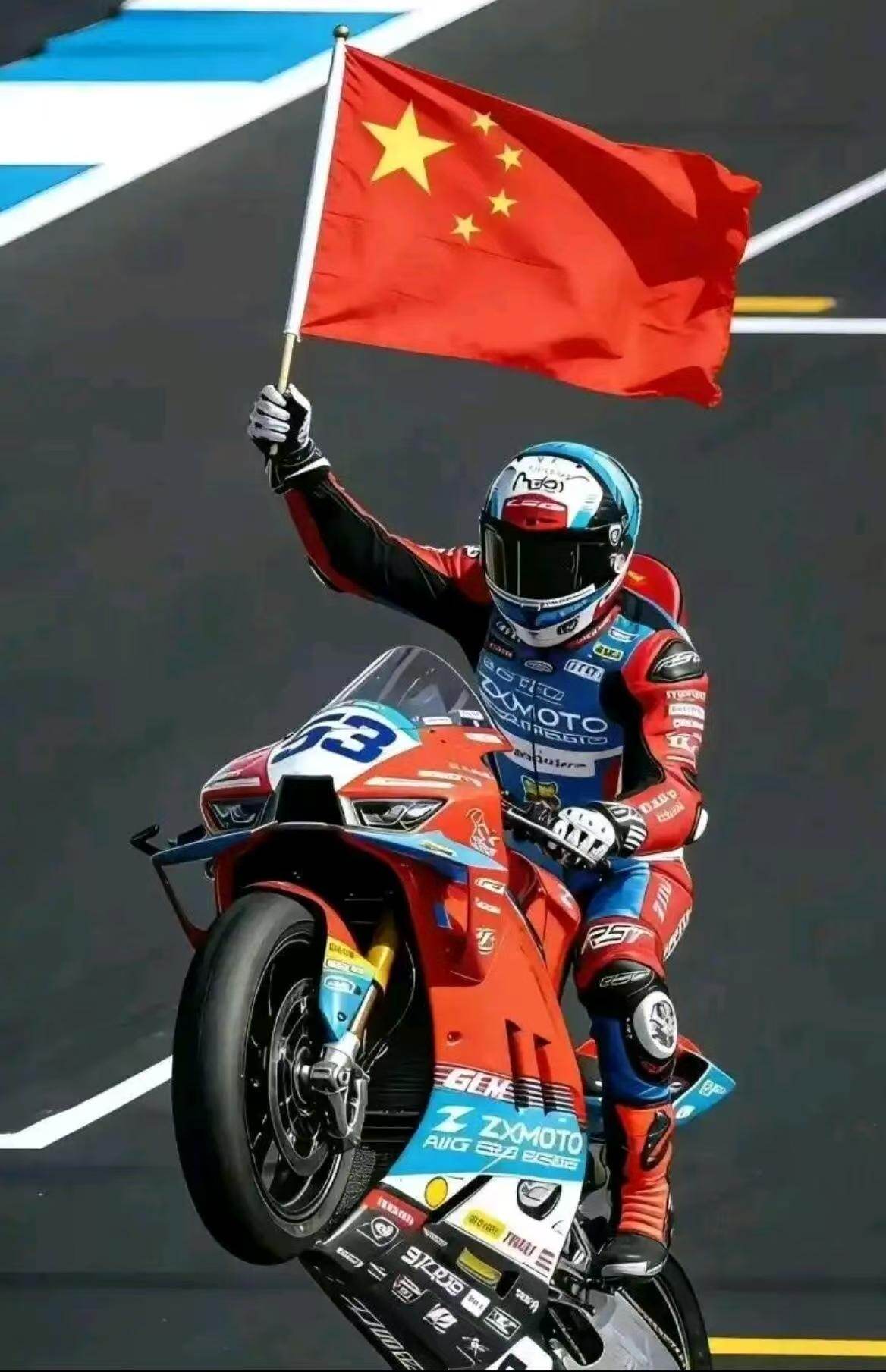 法国车手驾驶张雪机车的820RR-RS赛车获得WSBK葡萄牙站冠军,赛后高举五星红旗 据张雪机车 法国车手驾驶张雪机车的820RR-RS赛车获得WSBK葡萄牙站冠军,赛后高举五星红旗 据张雪机车