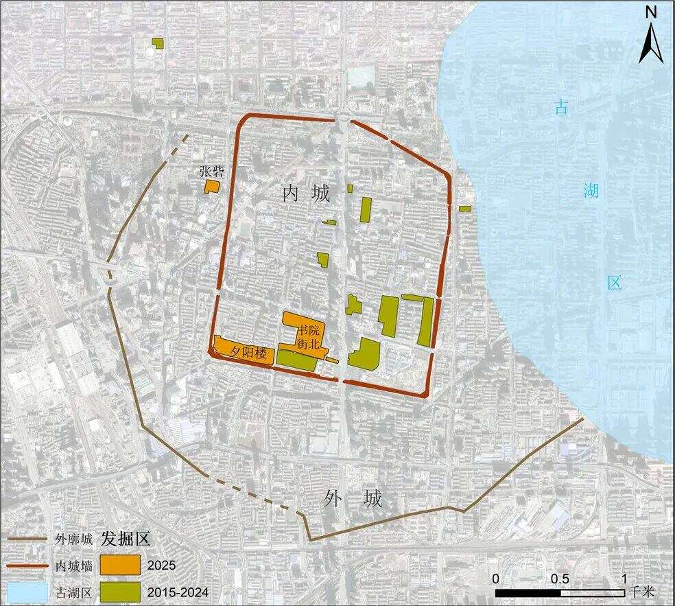  郑州商城2025年度发掘项目位置图