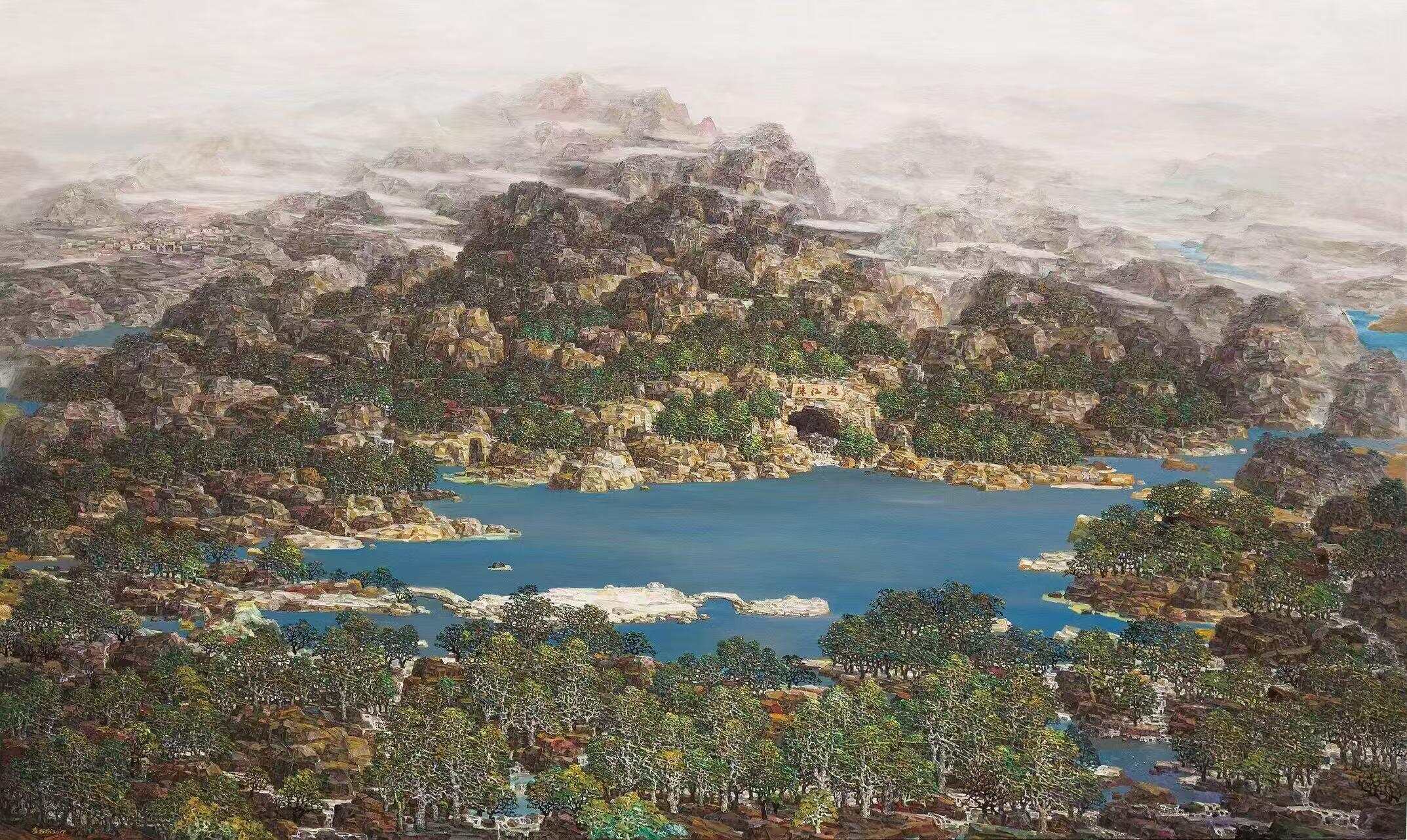 书成油画,《珠江源》338cm ×200cm,2017年 书成油画,《珠江源》338cm ×200cm,2017年