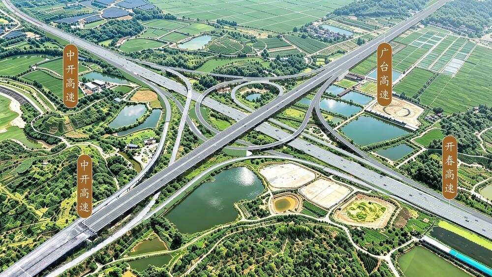 广台高速开台段的起点工程罗汉山枢纽互通效果图。该互通建成后将实现与中开高速和中山至阳春高速公路的高效衔接 广台高速开台段的起点工程罗汉山枢纽互通效果图。该互通建成后将实现与中开高速和中山至阳春高速公路的高效衔接